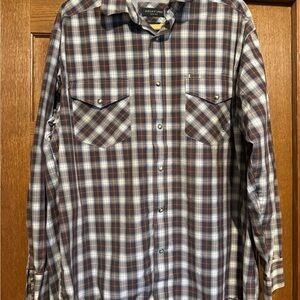 Ariat Men's Snap Brown and Blue Plaid Long-Sleeve Shirt